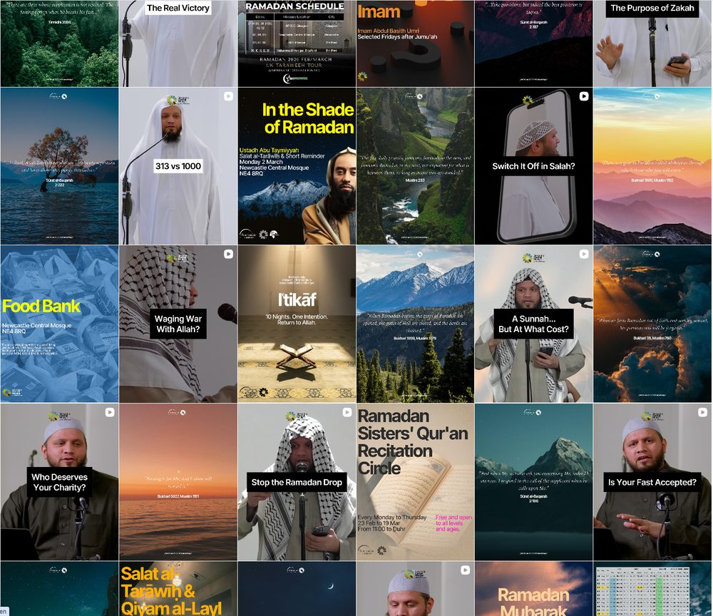 Newcastle Central Mosque Instagram grid after the rebrand