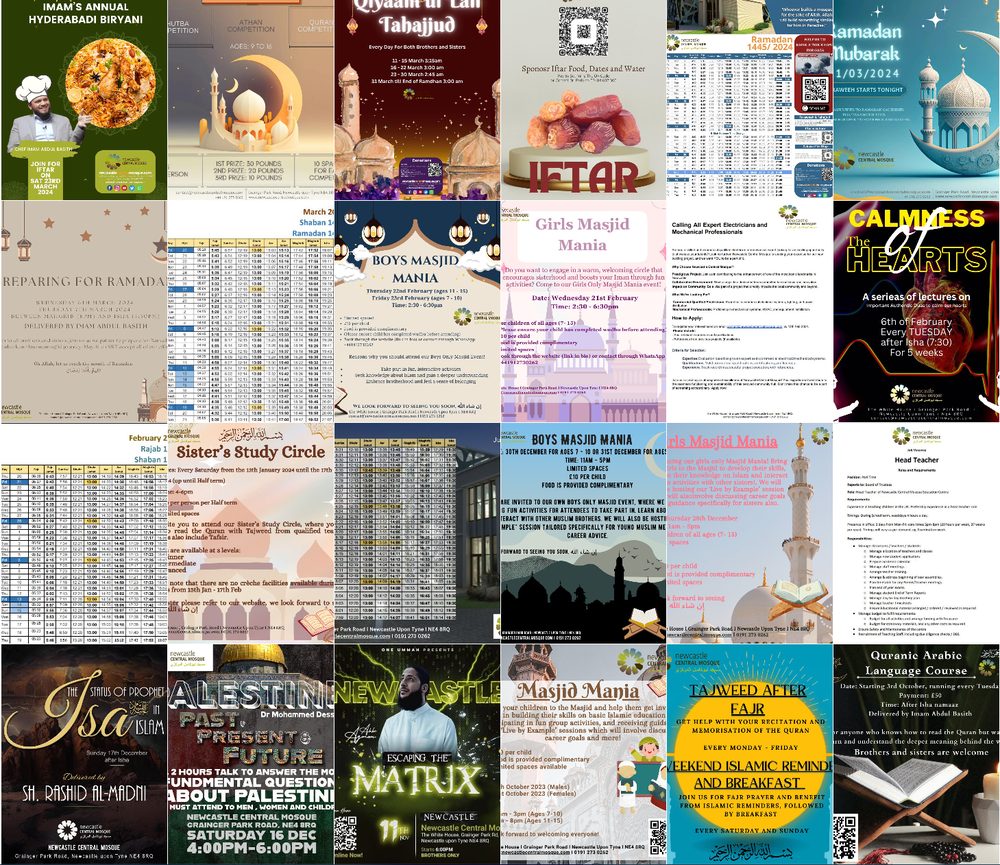 Newcastle Central Mosque Instagram grid before the rebrand